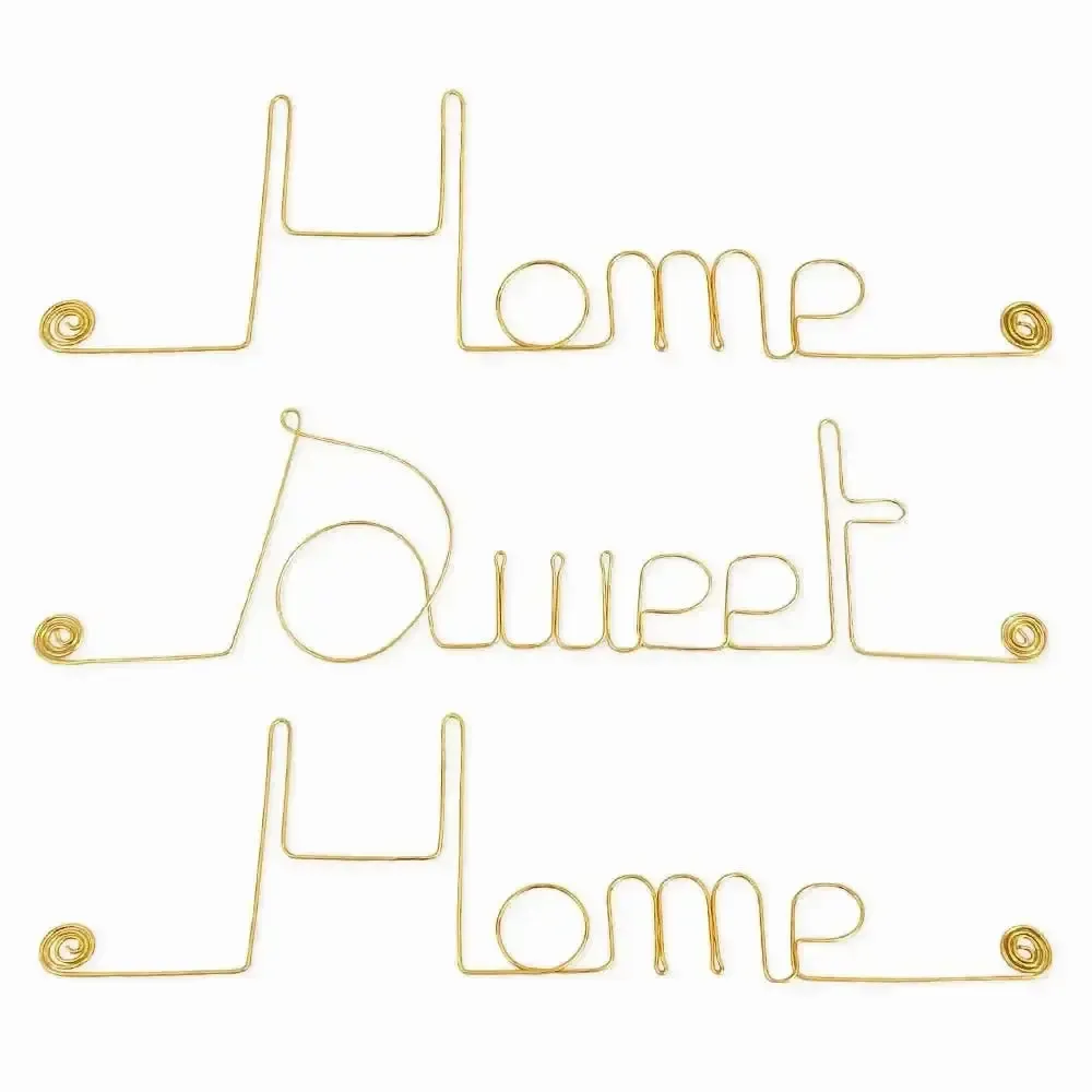 Other wall decoration - Décoration Murale en fil de Laiton Doré : "Home Sweet Home" - BIJOUX DE MUR