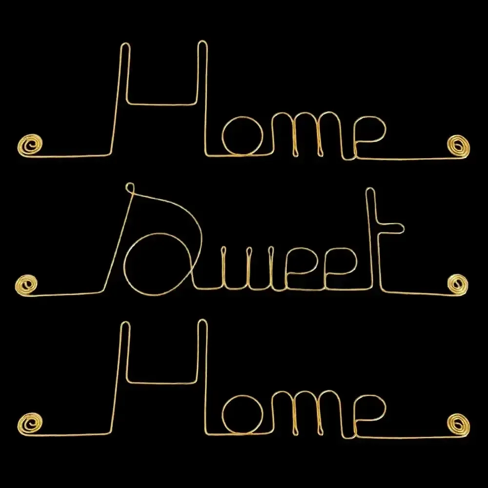 Other wall decoration - Décoration Murale en fil de Laiton Doré : "Home Sweet Home" - BIJOUX DE MUR