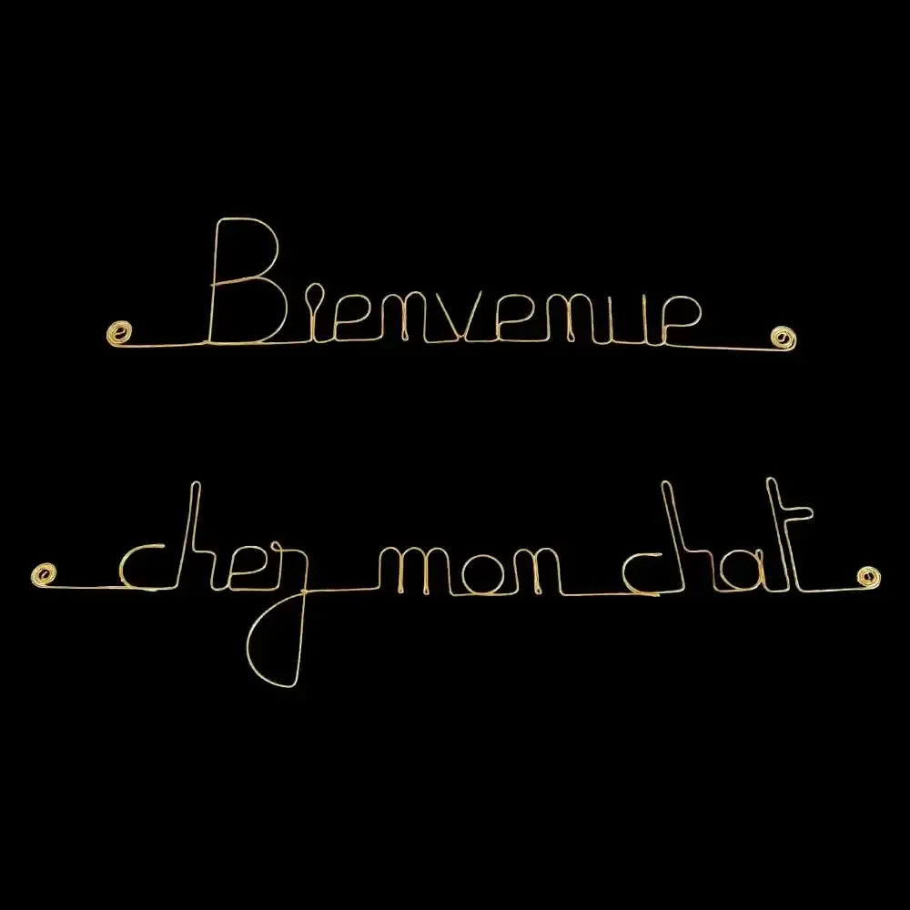 Autres décorations murales - Décoration Murale en laiton doré " Bienvenue chez mon chat " - BIJOUX DE MUR