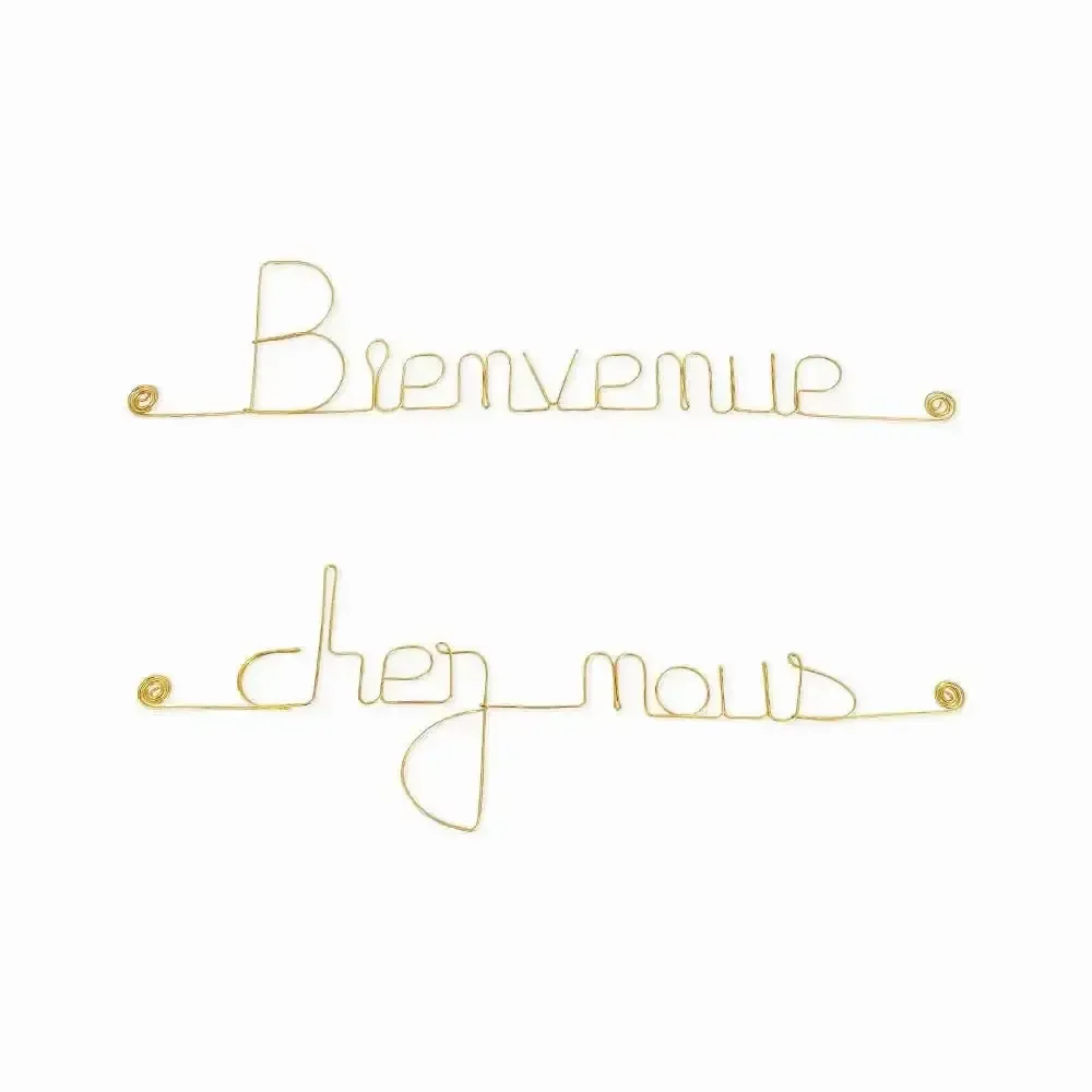 Autres décorations murales - Décoration Murale Fil de laiton doré "Bienvenue chez nous" - BIJOUX DE MUR