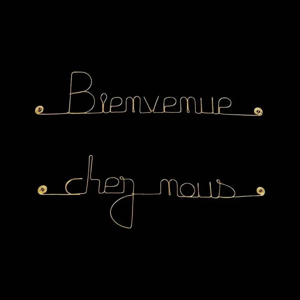 Autres décorations murales - Décoration Murale Fil de laiton doré "Bienvenue chez nous" - BIJOUX DE MUR