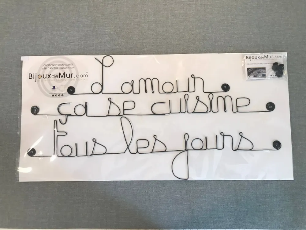 Autres décorations murales - Décoration Murale Fil de fer - "L'amour ça se cuisine , ..." - BIJOUX DE MUR