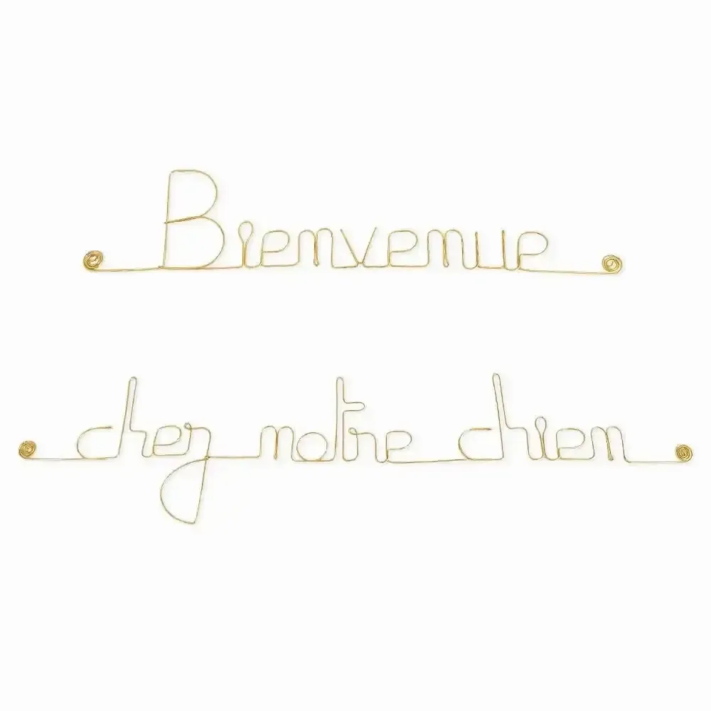 Autres décorations murales - Décoration Murale laiton doré "Bienvenue chez notre chien" - BIJOUX DE MUR