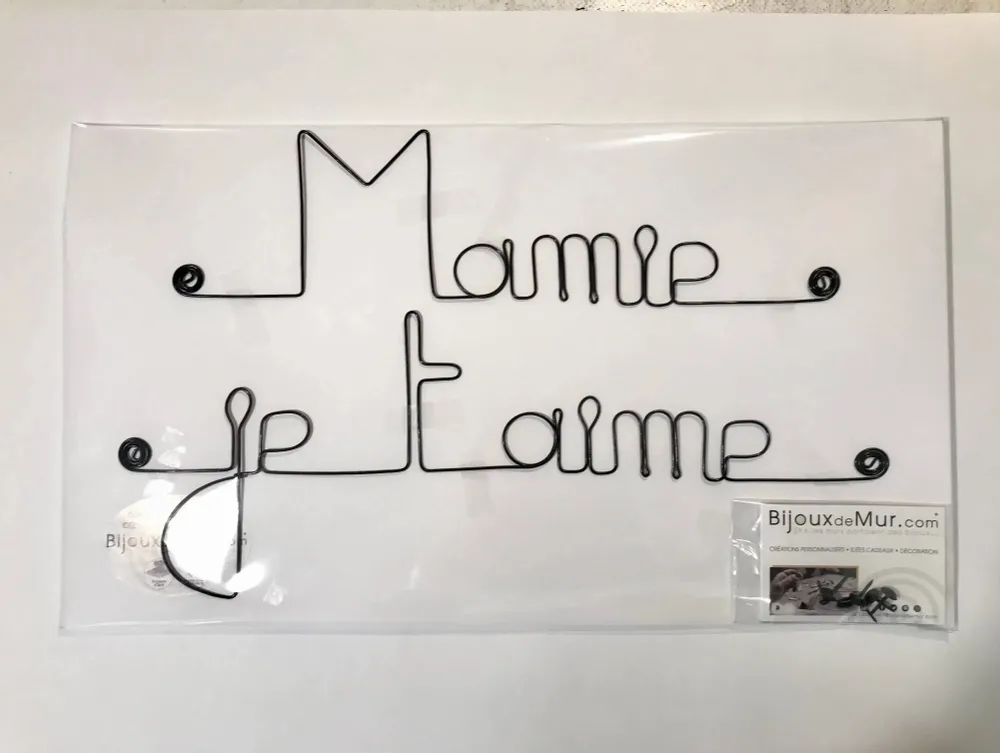 Autres décorations murales - Fête des Grand-Mères " Mamie je t'aime " - en Fil de Fer - BIJOUX DE MUR