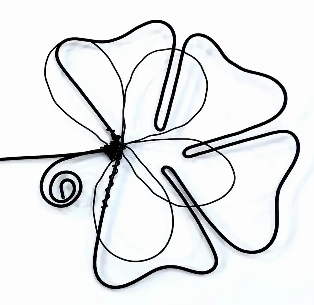 Autres décorations murales - Fleur de Trèfle - "Bonheur" - Décoration murale fil de fer - BIJOUX DE MUR