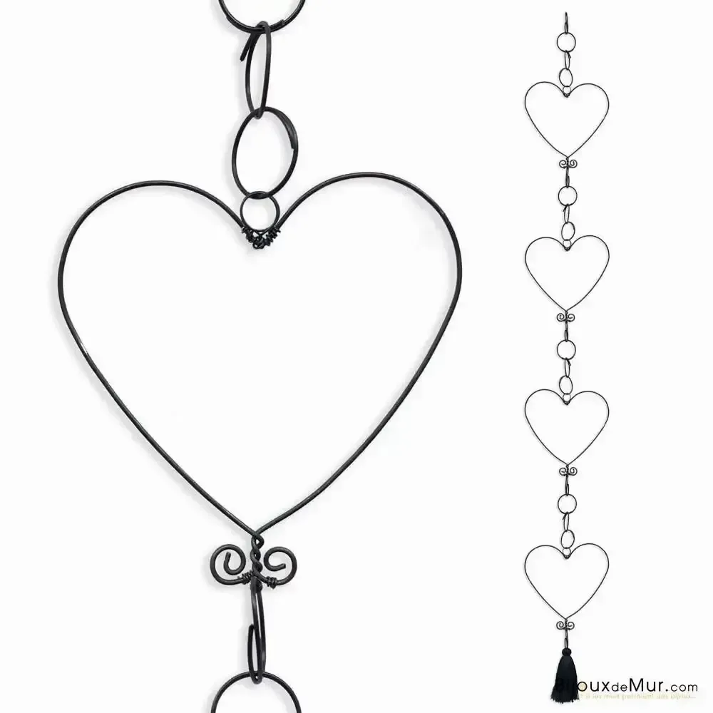 Other wall decoration - Wire garland - Heart - Black - hanging - BIJOUX DE MUR