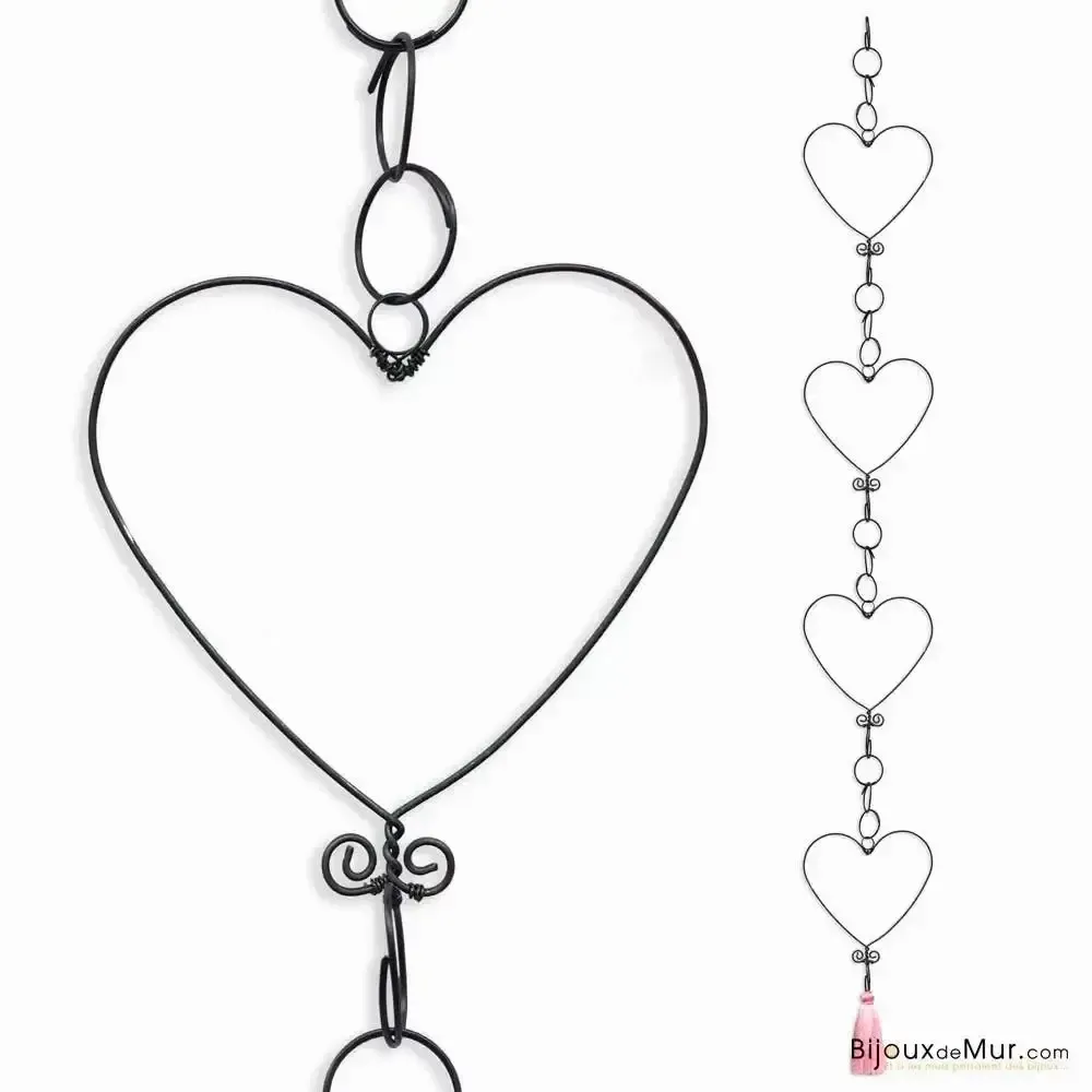 Other wall decoration - Wire garland - Heart - Pink - to hang - BIJOUX DE MUR