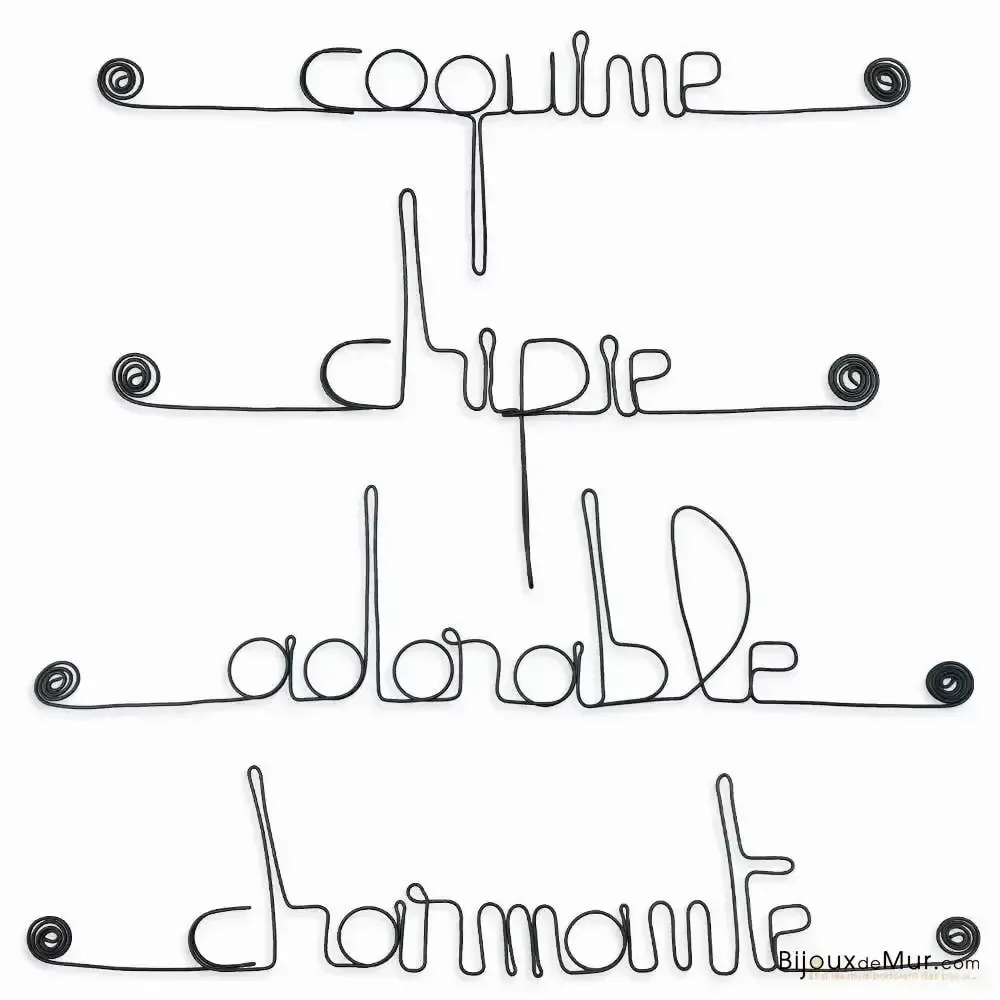 Other wall decoration - Set of small wire messages - GIRL: Adorable, - BIJOUX DE MUR