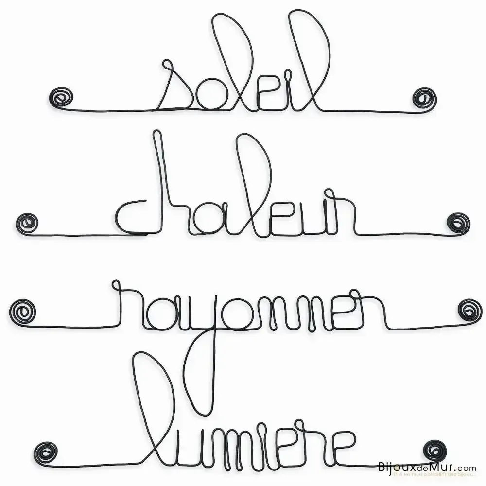 Other wall decoration - Lot de petits mots en fil de fer - SOLEIL - BIJOUX DE MUR