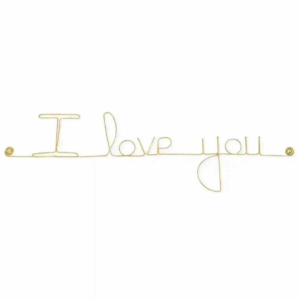 Other wall decoration - Valentine's Day Love Message in Gold Brass Wire "I love you" - BIJOUX DE MUR