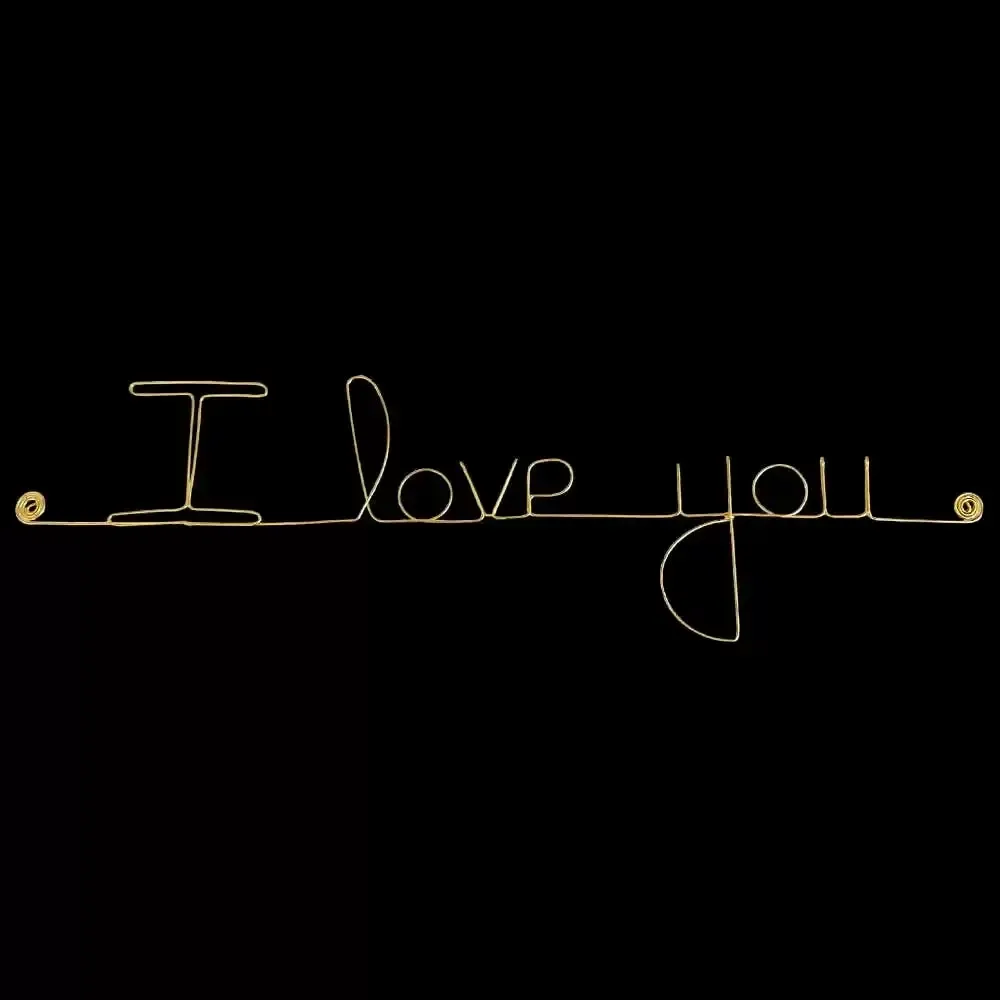 Other wall decoration - Valentine's Day Love Message in Gold Brass Wire "I love you" - BIJOUX DE MUR