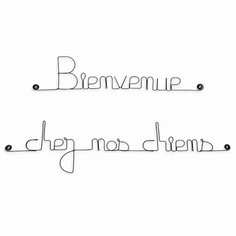 Autres décorations murales - Message en fil de fer " Bienvenue chez nos chiens " - BIJOUX DE MUR