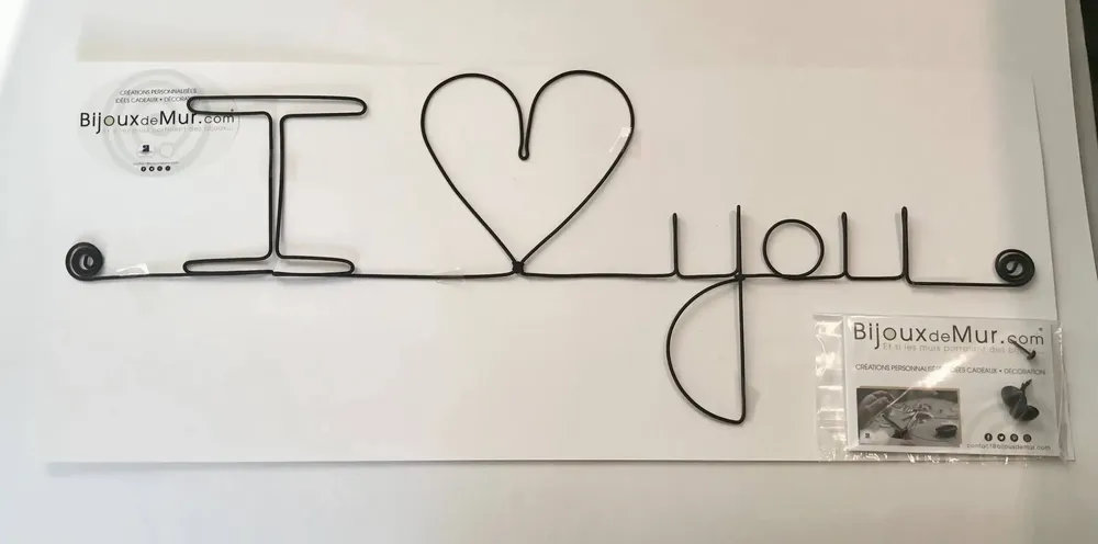 Autres décorations murales - Message d'amour : I love you - Saint Valentin - Mariage - BIJOUX DE MUR