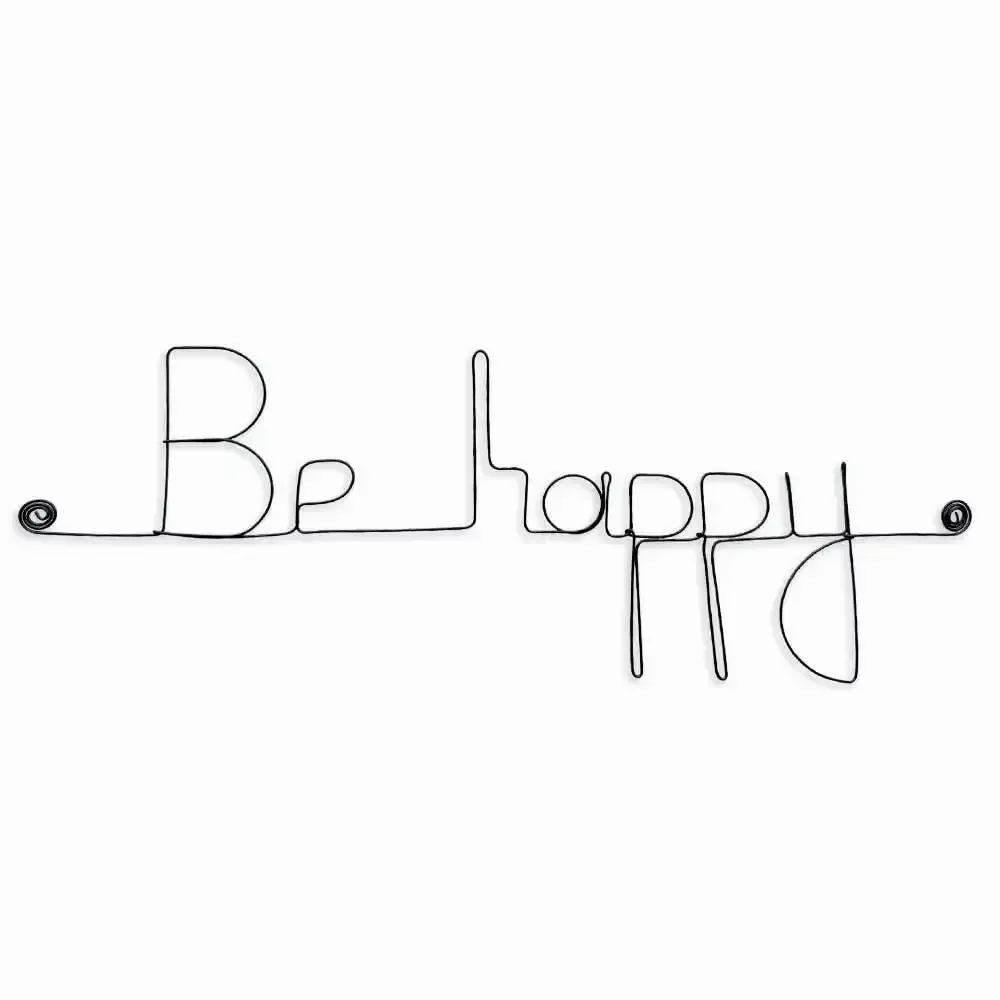 Autres décorations murales - Mot Déco Murale en fil de fer " Be happy " - BIJOUX DE MUR