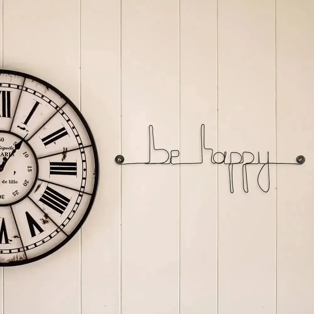 Autres décorations murales - Mot Déco Murale en fil de fer " Be happy " - BIJOUX DE MUR