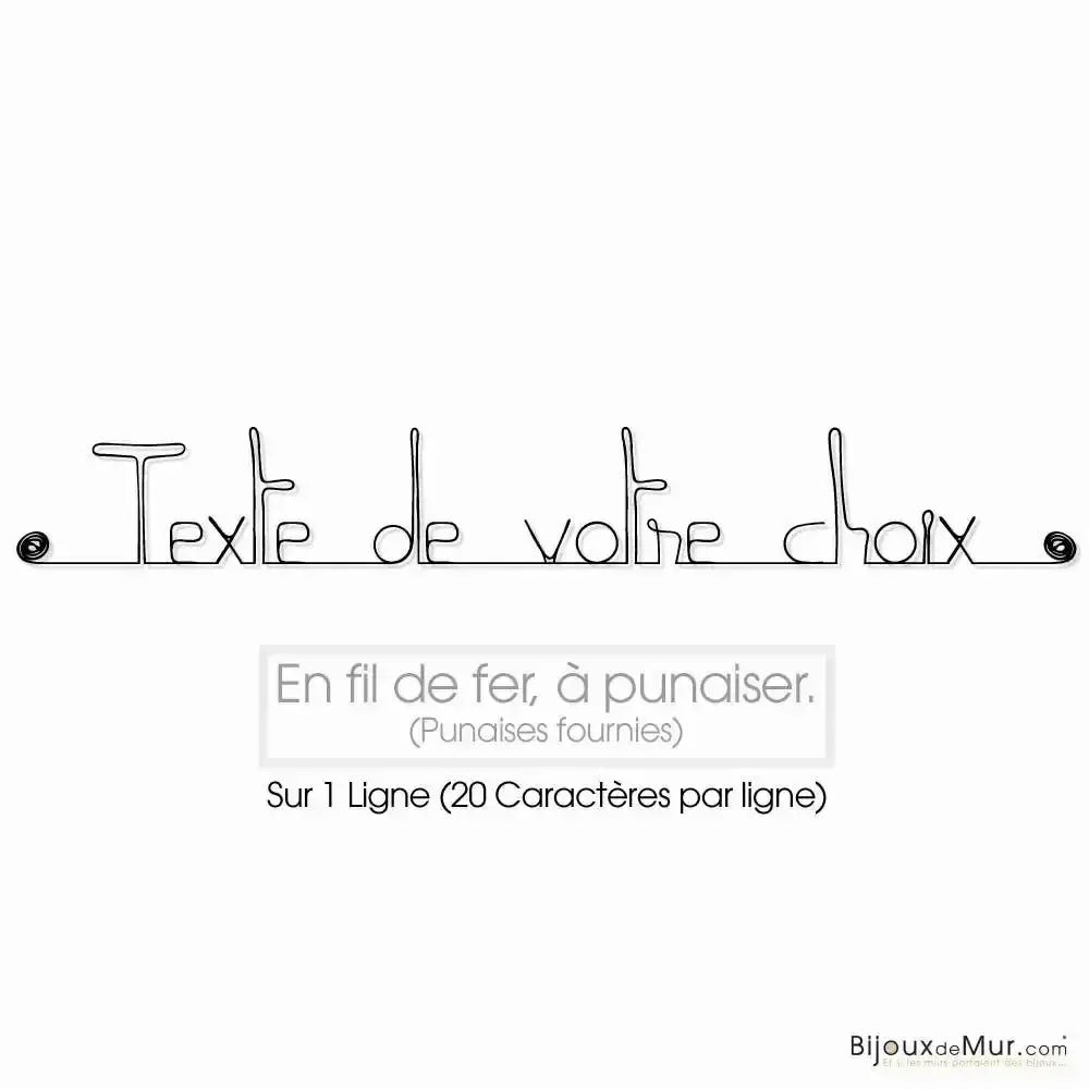 Autres décorations murales - Phrase Décoration Murale en fil de fer à personnaliser - BIJOUX DE MUR
