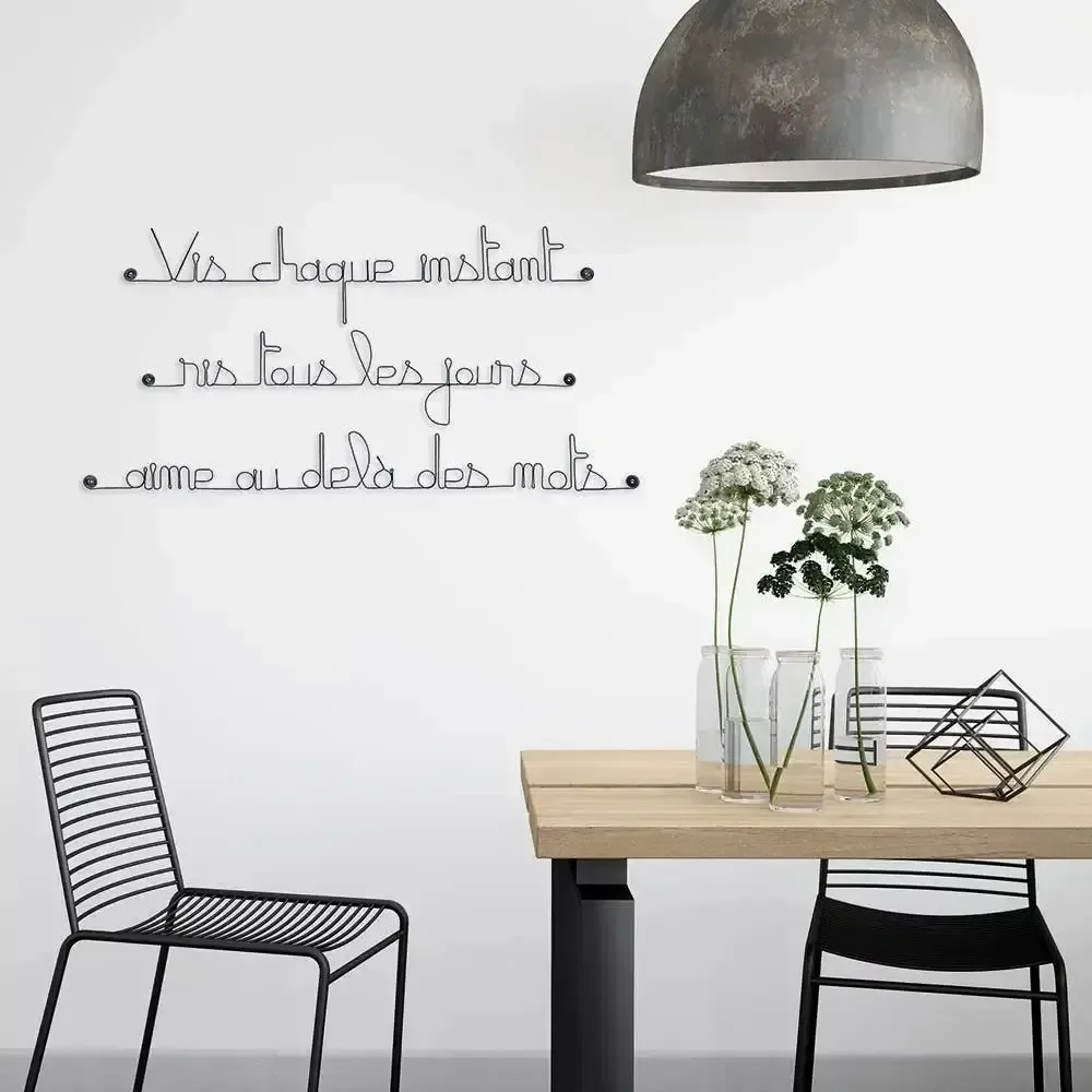 Other wall decoration - Phrase en fil de fer " Vis, ris, aime au delà des mots ... " - BIJOUX DE MUR