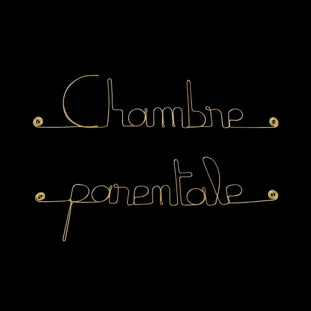 Autres décorations murales - Plaque de porte en fil de Laiton Doré " Chambre parentale " - BIJOUX DE MUR