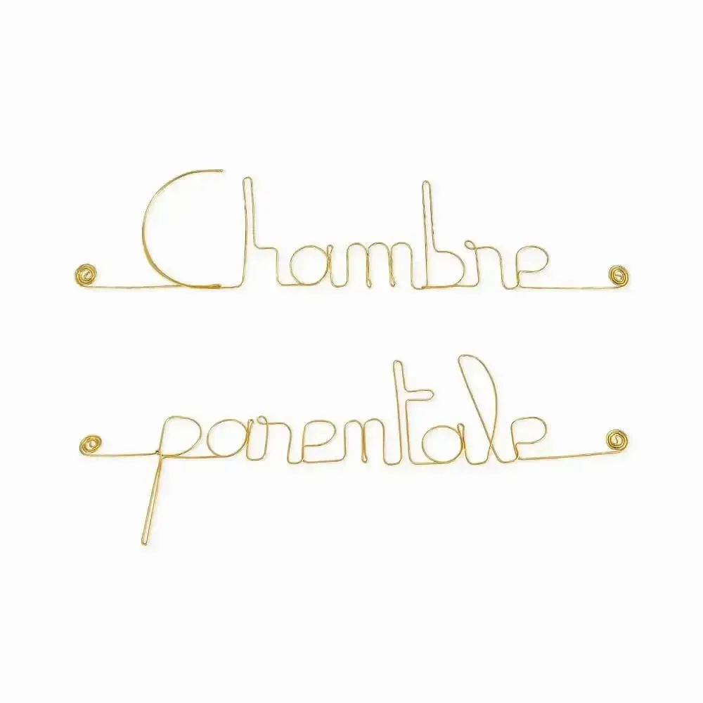 Autres décorations murales - Plaque de porte en fil de Laiton Doré " Chambre parentale " - BIJOUX DE MUR