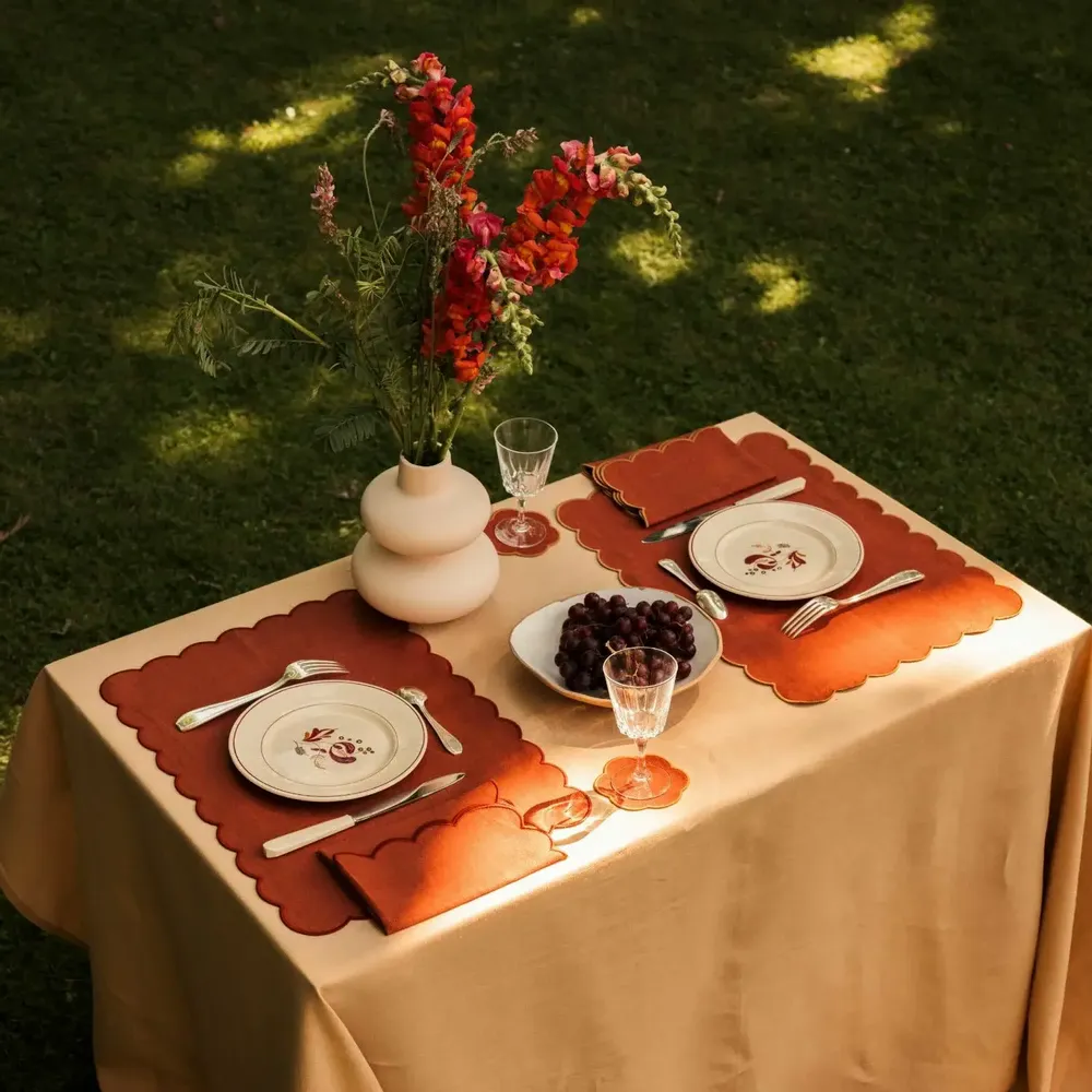 Linge de table textile - Linge de table en lin festonné - TOMÈTE