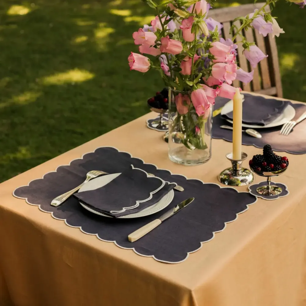 Linge de table textile - Linge de table en lin festonné - TOMÈTE