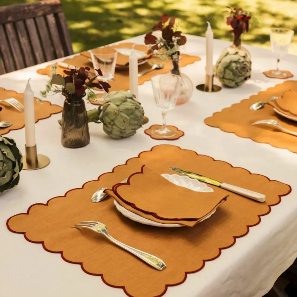 Linge de table textile - Linge de table en lin festonné - TOMÈTE