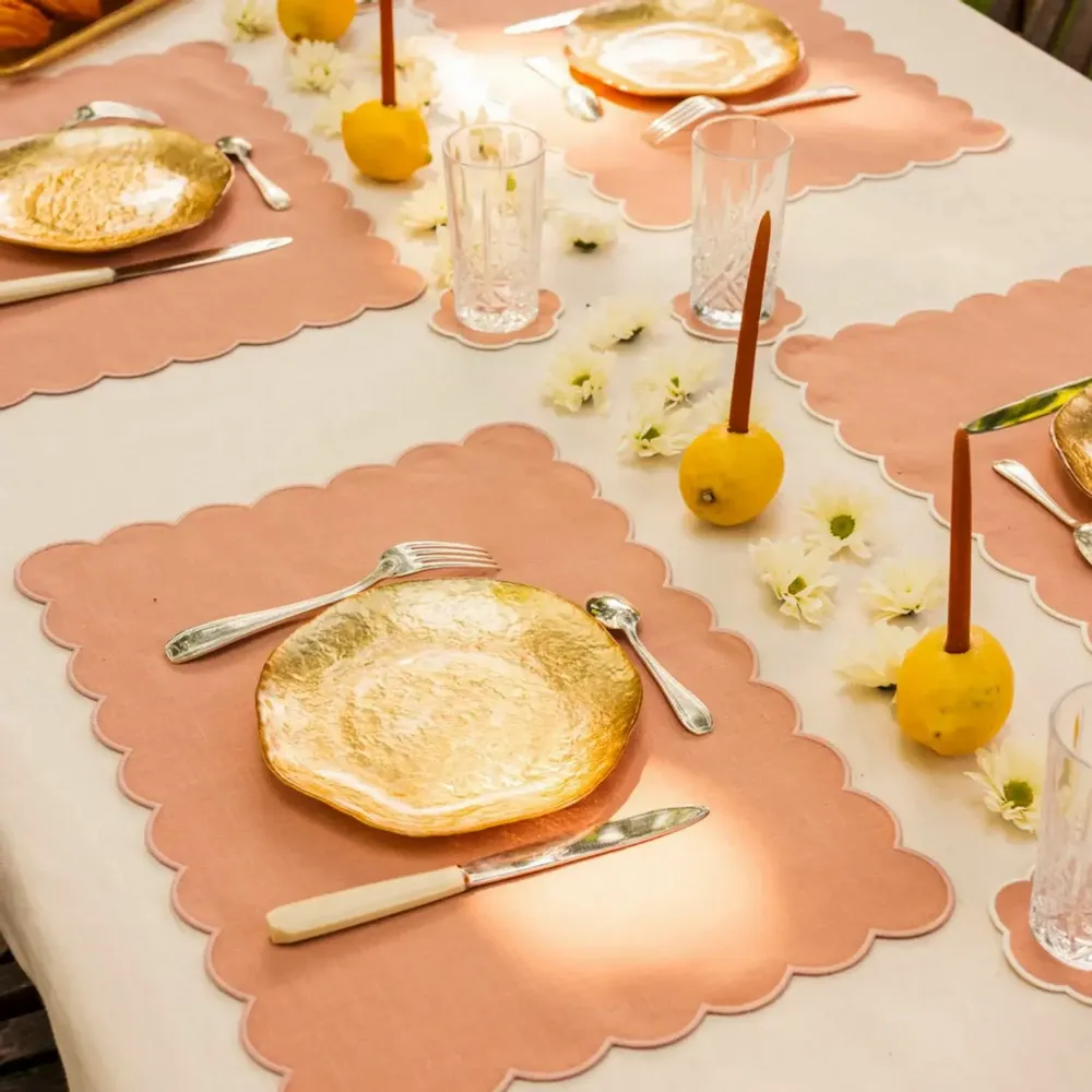 Linge de table textile - Linge de table en lin festonné - TOMÈTE