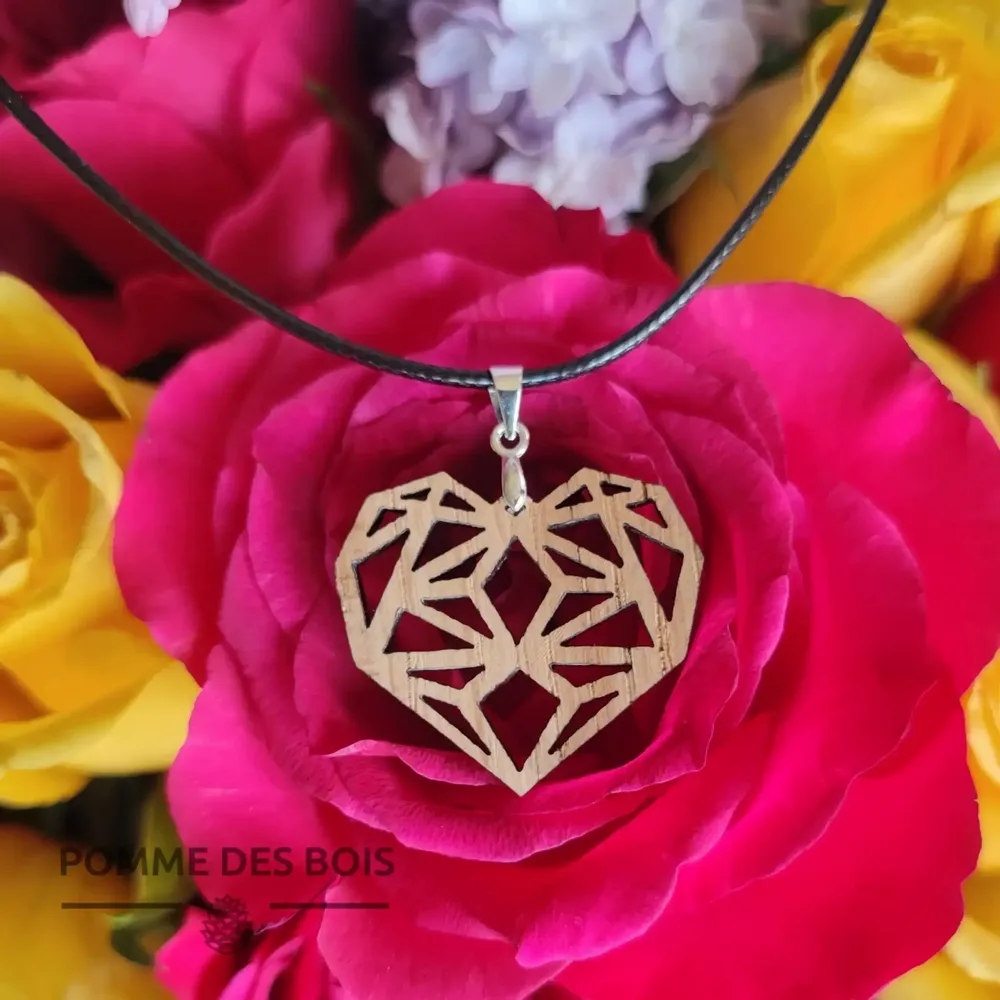 Bijoux - Collier - Coeur Géométrique - POMME DES BOIS