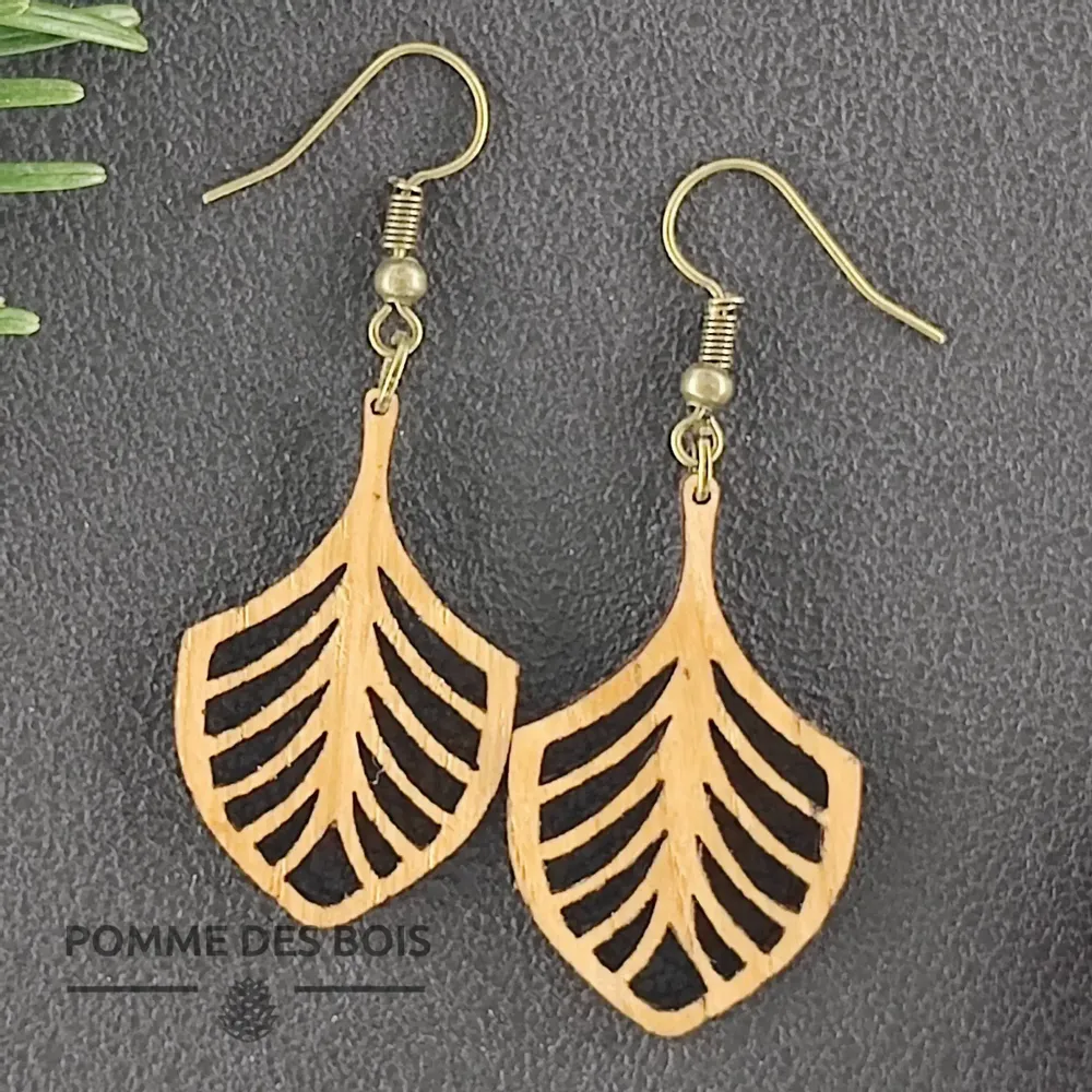 Bijoux - Boucles d'oreilles - Feuille de bananier - POMME DES BOIS