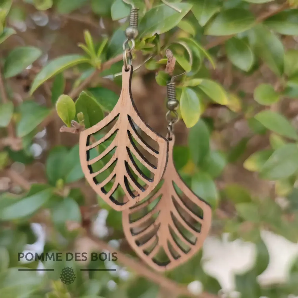 Bijoux - Boucles d'oreilles - Feuille de bananier - POMME DES BOIS