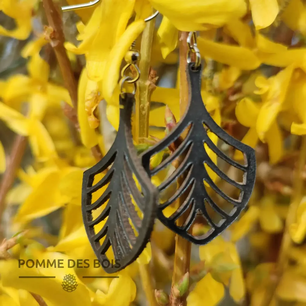 Bijoux - Boucles d'oreilles - Feuille de bananier - POMME DES BOIS