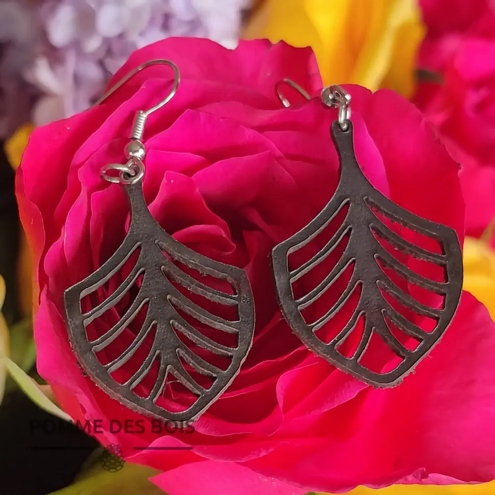 Bijoux - Boucles d'oreilles - Feuille de bananier - POMME DES BOIS
