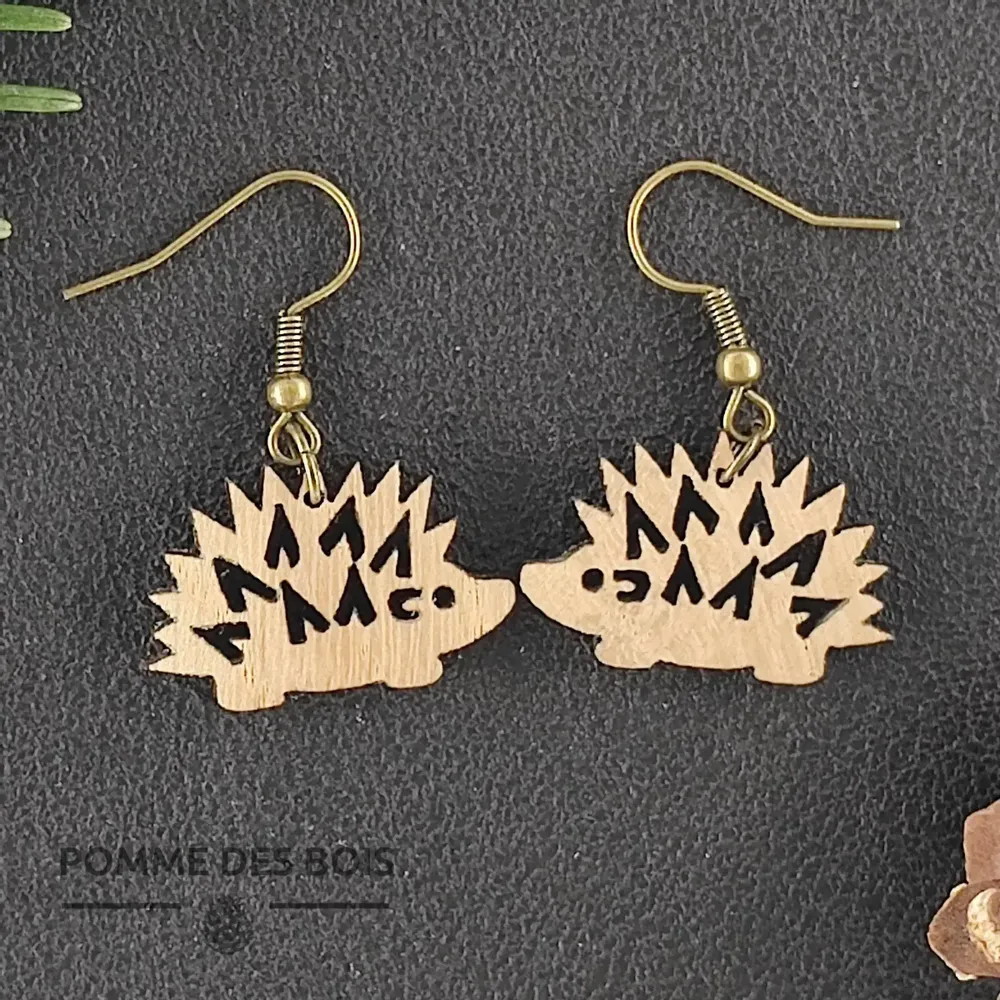 Bijoux - Boucles d'oreilles - Hérisson - POMME DES BOIS