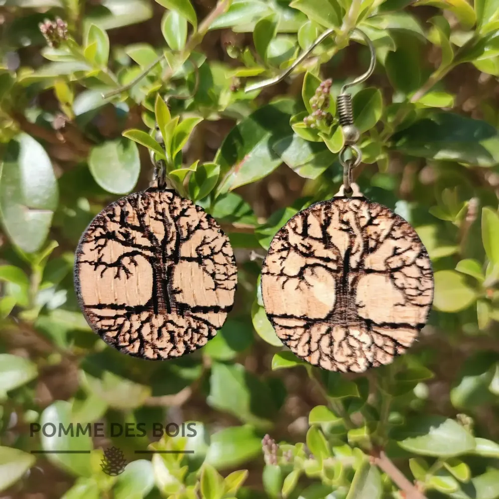 Bijoux - Boucles d'oreilles - Arbre de vie (clair) - POMME DES BOIS