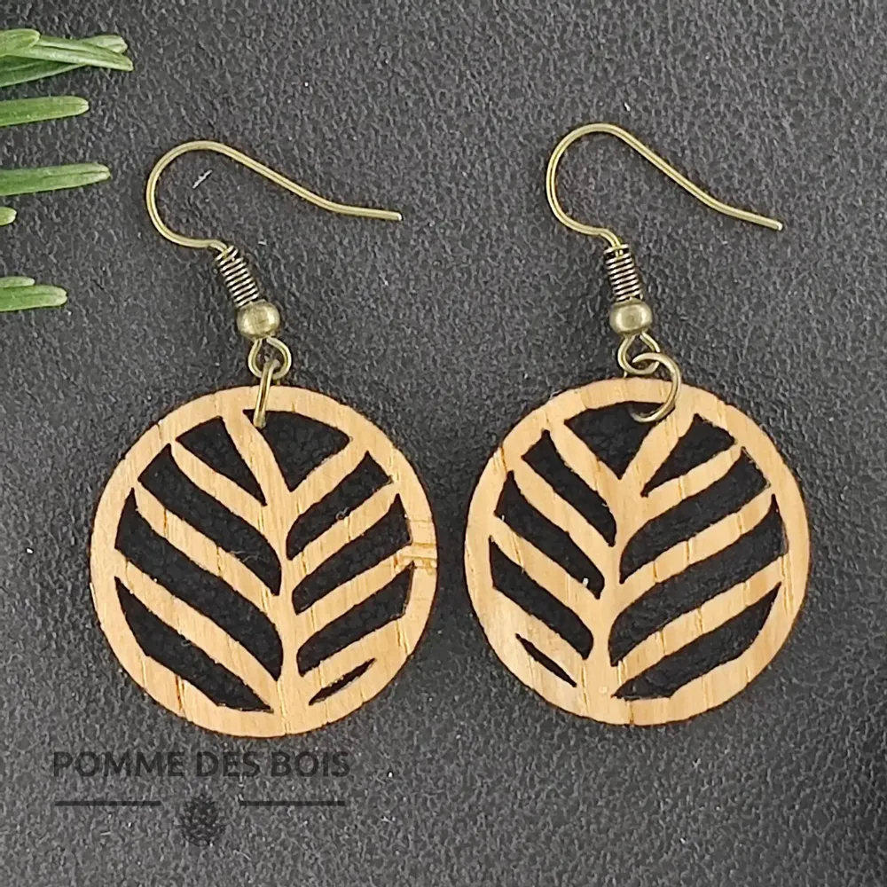 Bijoux - Boucles d'oreilles - Feuille Tropicale - POMME DES BOIS