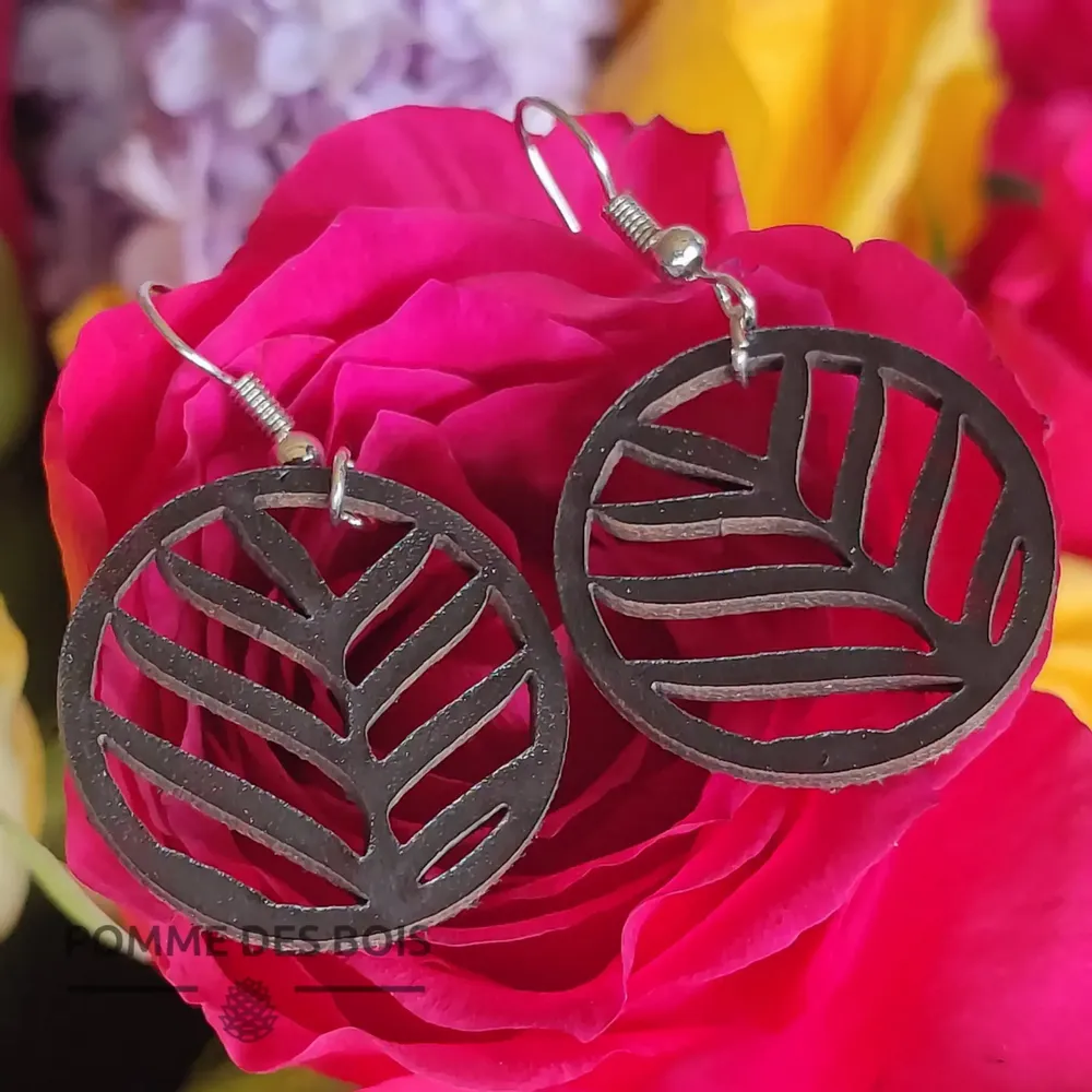 Bijoux - Boucles d'oreilles - Feuille Tropicale - POMME DES BOIS