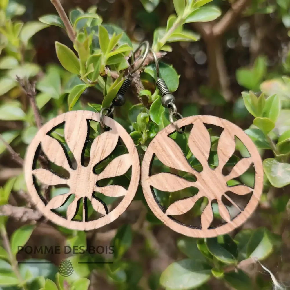 Bijoux - Boucles d'oreilles - Feuille Palme - POMME DES BOIS