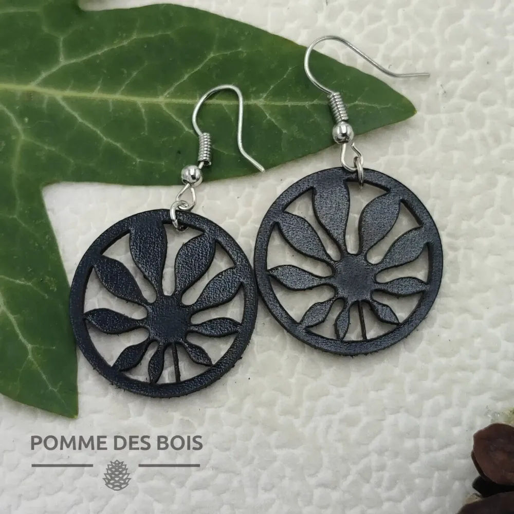 Bijoux - Boucles d'oreilles - Feuille Palme - POMME DES BOIS