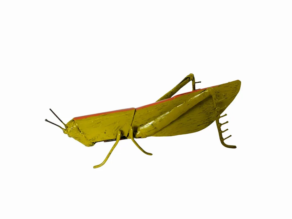 Outdoor decorative accessories - Recycled Metal Sculpture Grasshopper For Wall 15cm - TERRE SAUVAGE