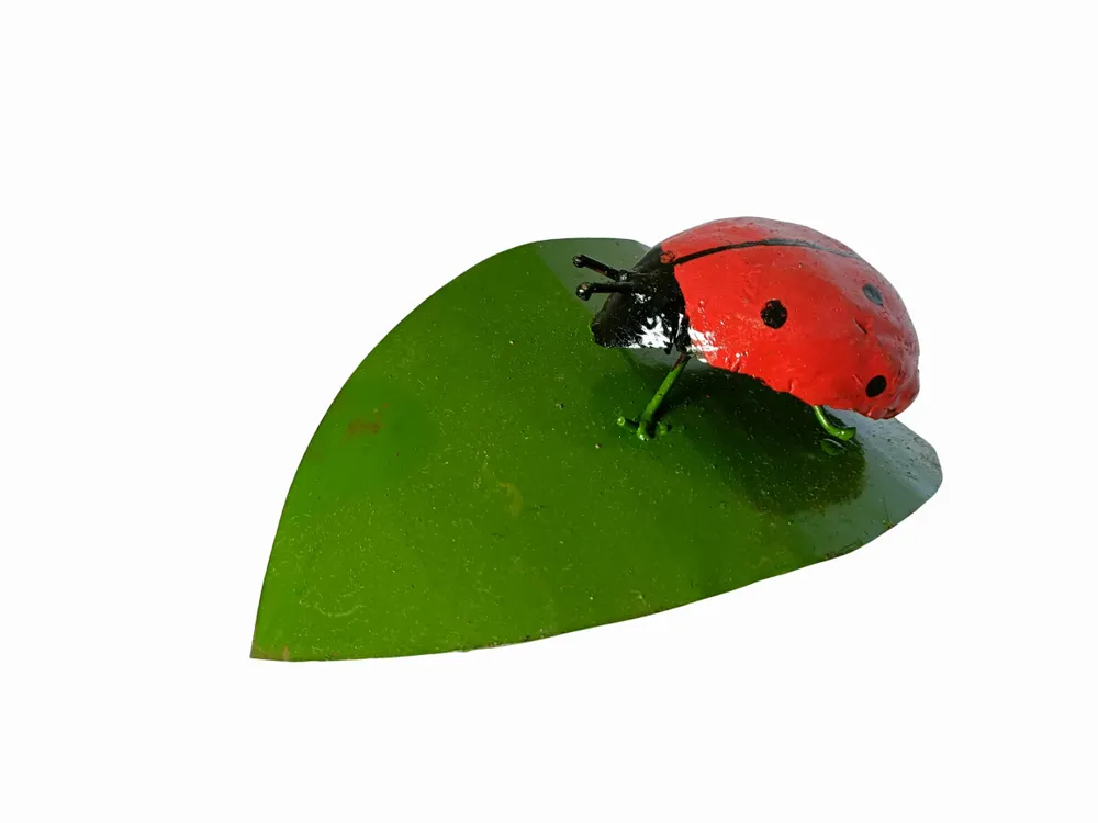 Outdoor decorative accessories - Ladybug/Leaf Recycled Metal Garden Spike - TERRE SAUVAGE