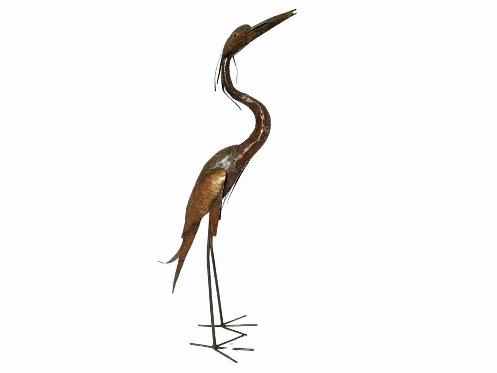 Outdoor decorative accessories - Recycled Metal Sculpture Heron Neck S 90cm - TERRE SAUVAGE
