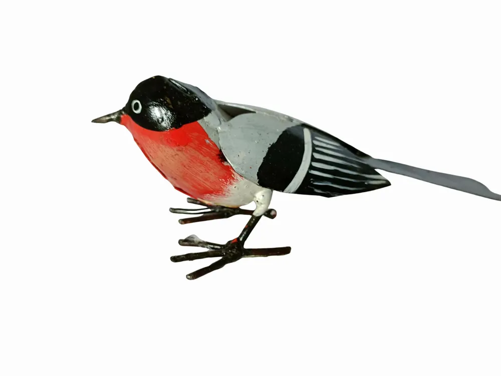 Outdoor decorative accessories - Recycled Metal Sculpture Eurasian Bullfinch 16x7cm - TERRE SAUVAGE