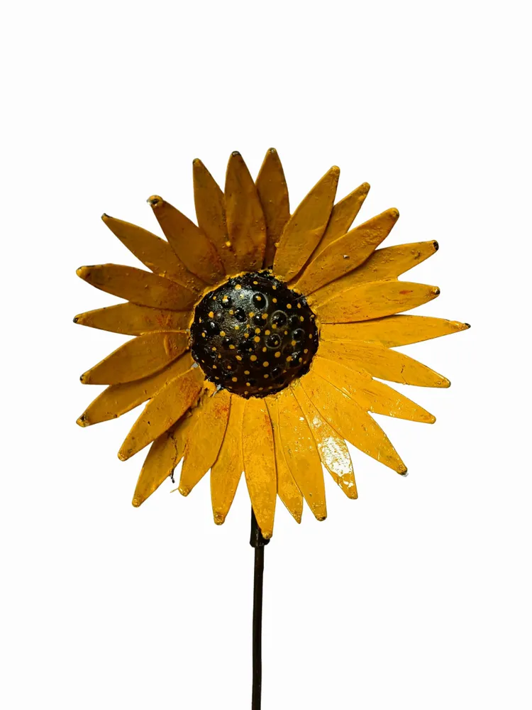 Outdoor decorative accessories - Recycled Metal Sunflower Garden Spike - TERRE SAUVAGE