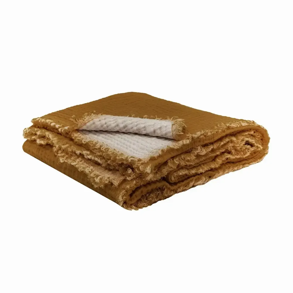 Throw blankets - PORTOFINO two-tone triple gauze cotton plaid 130x180 cm - BED AND PHILOSOPHY
