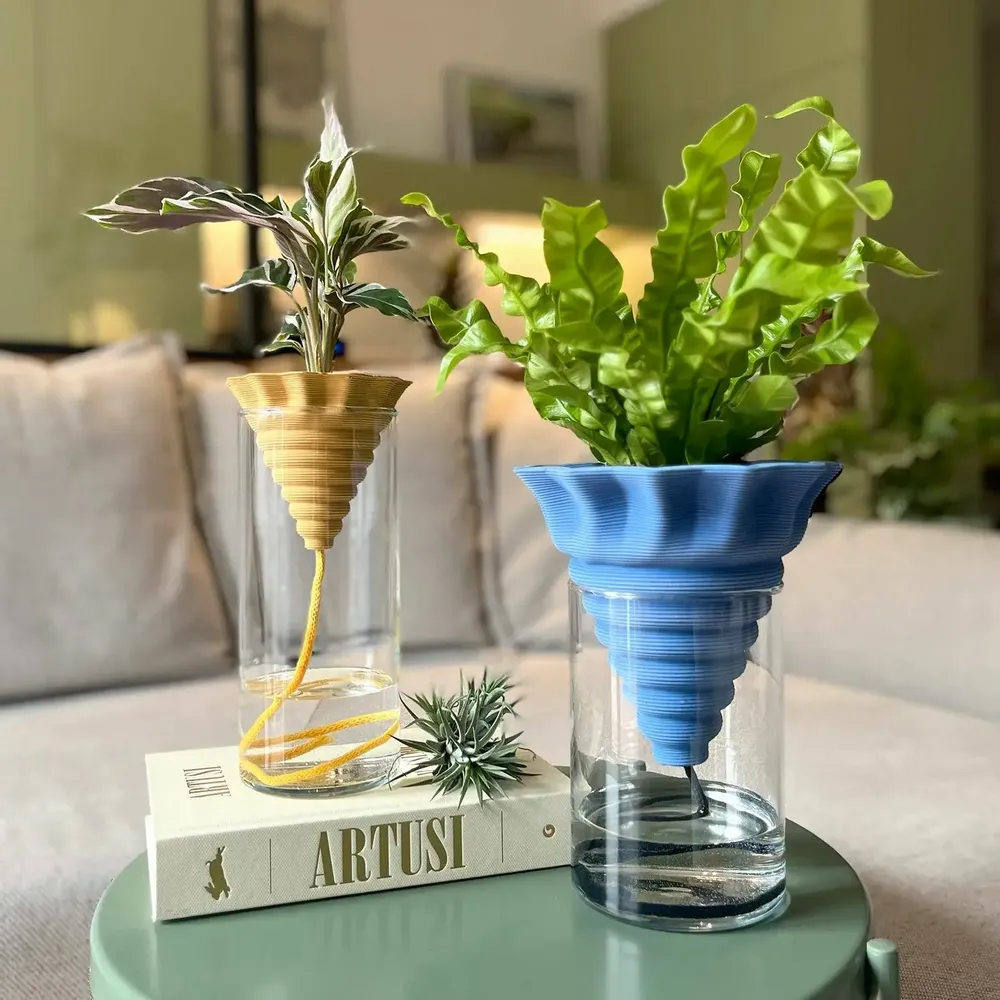 Vases - Clay pot -NOMADE BLUE PETROL- design - 3D auto-irrigating - COMMON PLACE