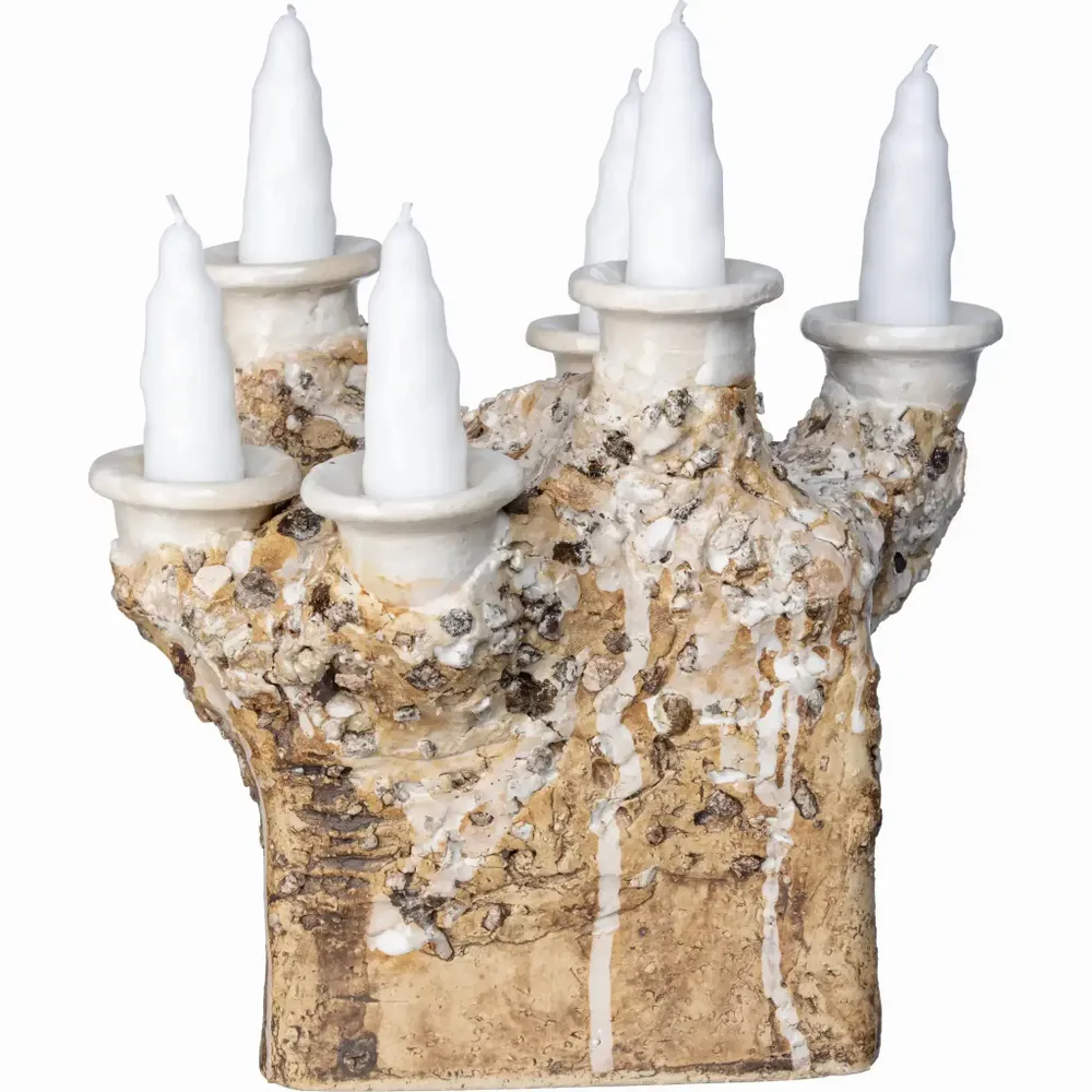Candles - Kaamoskivi Candle Holder Six branches White - PENTIK