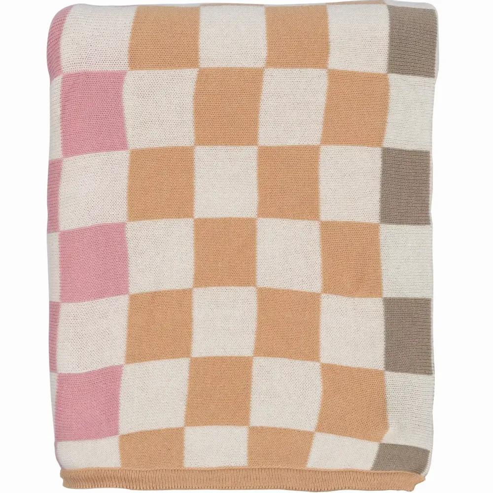 Linge - Couverture Ruutu Rose 130x170 cm - PENTIK