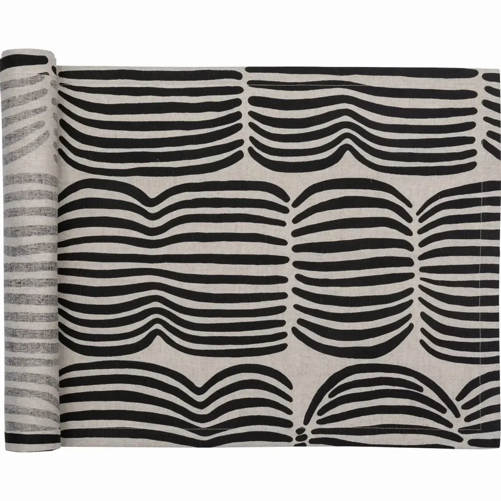 Couverts & ustensiles de cuisine - Vilja Tapis de couloir demi-lin noir 43x160 cm - PENTIK