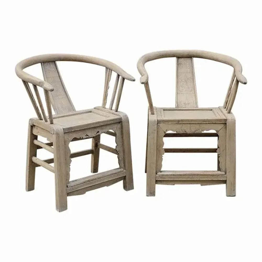 Chairs - Unique pair of old Chinese horseshoe chairs - PAGODA INTERNATIONAL
