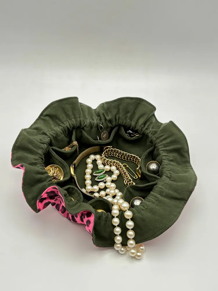 Bijoux - Sac à bijoux à cordon fuchsia léopard/olive - LIPP